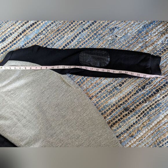 Grey Black Sweatshirt Waffle Elbow Pads 6 Long Sleeve Casual Fall Winter Comfy - Picture 7 of 7